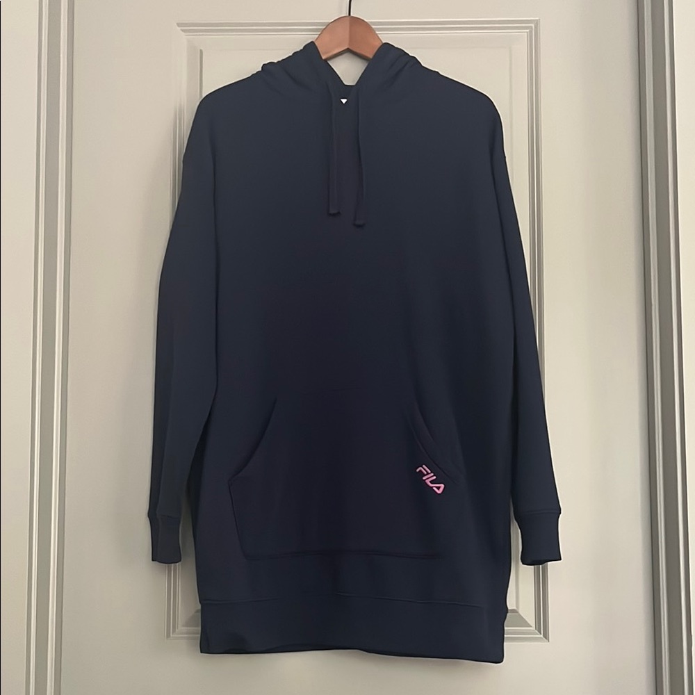 Fila Navy Hoodie Dress with Pink Logo Size Small